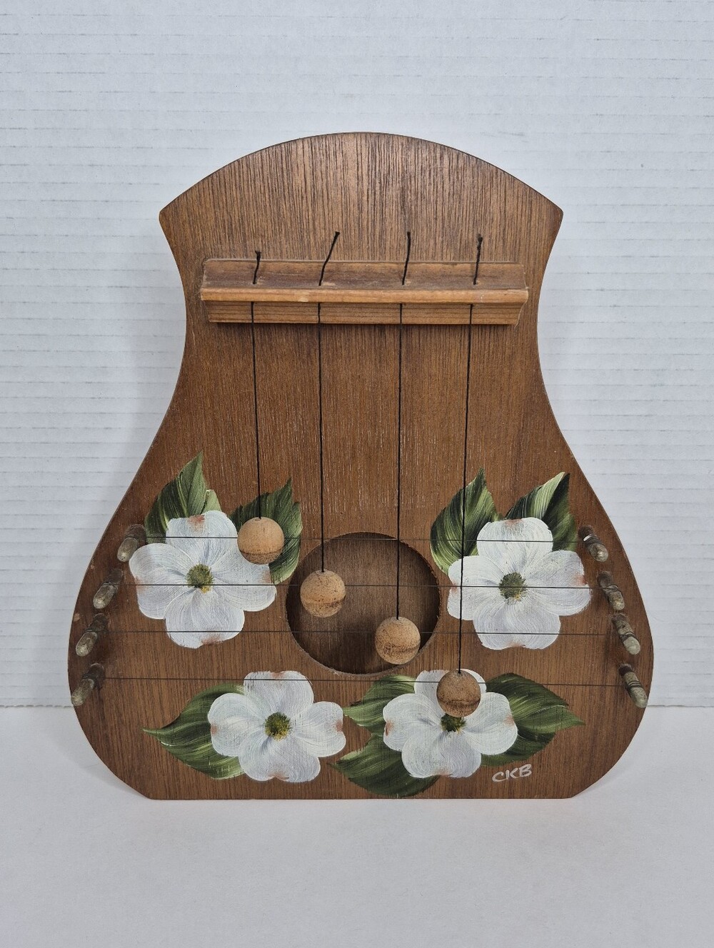 Vintage Door Harp Chime Home Grown Woods Hand Painted Dogwood 80s Floral